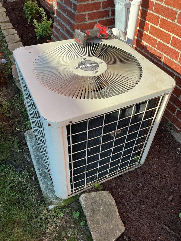 Completed scheduled air conditioning tune-up on older model Maytag condensing unit. Performed comprehensive maintenance inspection, verified system operation, and confirmed unit returned to proper cooling function. All routine maintenance tasks completed per manufacturer specifications.
