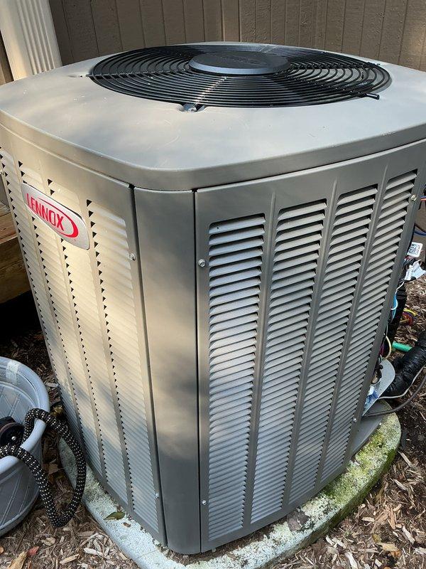 Completed preventive maintenance on two residential air conditioning systems (Bryant and Lennox condensing units) and one water heater. Performed standard inspection procedures, verified operational parameters, and cleaned condenser coils and surrounding areas of debris. New maintenance contract agreement was processed and signed during the visit.