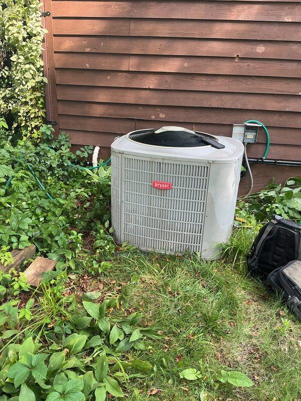 Performed comprehensive air conditioning tune-up on outdoor condenser unit, including inspection of electrical disconnect, refrigerant lines, and condenser coil. Verified proper operation of all components, confirmed adequate airflow through unit grille, and collected membership renewal payment as requested.