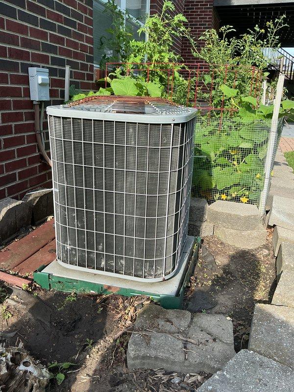 Completed comprehensive air conditioning tune-up and preventive maintenance on residential outdoor condensing unit. Performed standard seasonal maintenance procedures including system inspection, cleaning, and performance verification to ensure optimal cooling efficiency and reliability for continued operation.