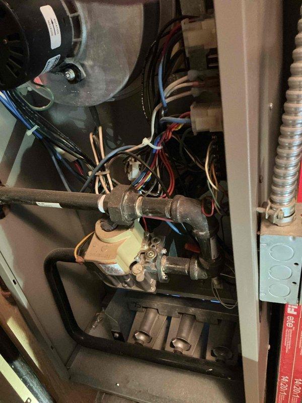 Completed follow-up warranty service on recently installed HVAC system to address PVC venting configuration. Corrected venting installation per specifications, ensuring proper combustion air intake and exhaust routing. Verified blower motor operation, gas valve assembly connections, and burner functionality. All components tested and confirmed operational with proper airflow and venting compliance.