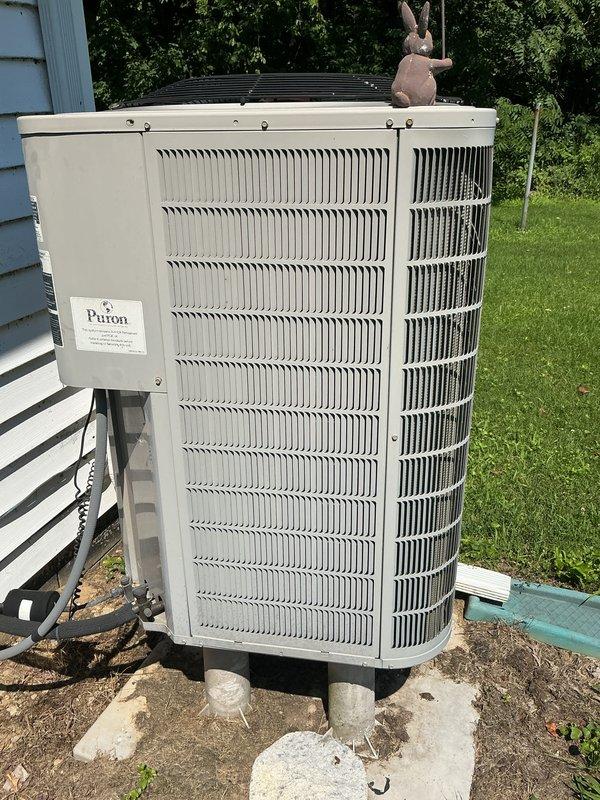 Completed annual HVAC maintenance visit for residential split system including both indoor furnace/air handler unit and outdoor Puron condensing unit. Performed comprehensive inspection of all system components, checked electrical connections, verified proper operation of blower motor assembly, inspected ductwork connections, and evaluated refrigerant lines and condensate drainage system. All equipment found operating within normal parameters with no issues identified during tune-up service.