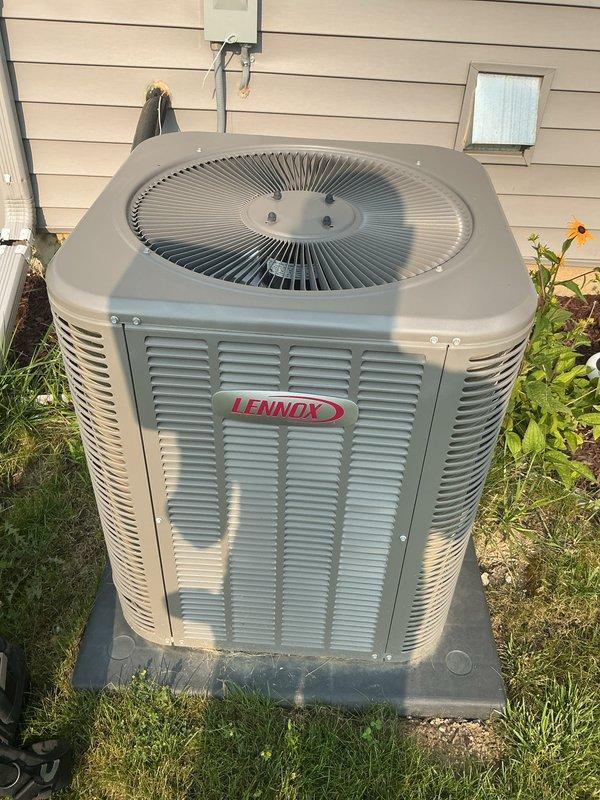 Completed comprehensive multi-system tune-up service on Lennox air conditioning unit and water heater. Performed standard preventative maintenance procedures including inspection of condenser components, verification of proper airflow through louvered panels, assessment of fan operation and guard condition, and confirmation of electrical connections at disconnect box. Both systems inspected, serviced, and verified operational with no deficiencies noted; equipment found in good working condition on concrete pad with adequate clearances maintained.