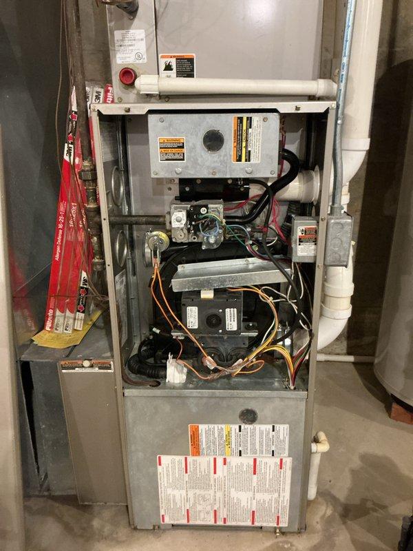 Completed preventive maintenance on two gas furnace units. Performed comprehensive tune-up procedures including visual inspection of internal components, gas valve assembly, blower motor operation, and control board functionality. Verified proper operation of all safety controls and electrical connections. Inspected venting and condensate drainage systems. Both units found to be operating within normal parameters with no immediate service concerns identified.
