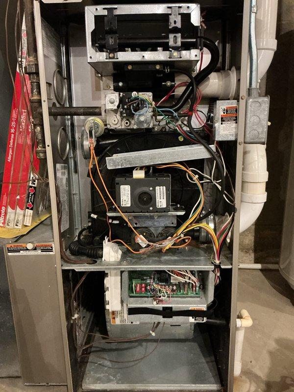 Completed preventive maintenance on two gas furnace units. Performed comprehensive tune-up procedures including visual inspection of internal components, gas valve assembly, blower motor operation, and control board functionality. Verified proper operation of all safety controls and electrical connections. Inspected venting and condensate drainage systems. Both units found to be operating within normal parameters with no immediate service concerns identified.