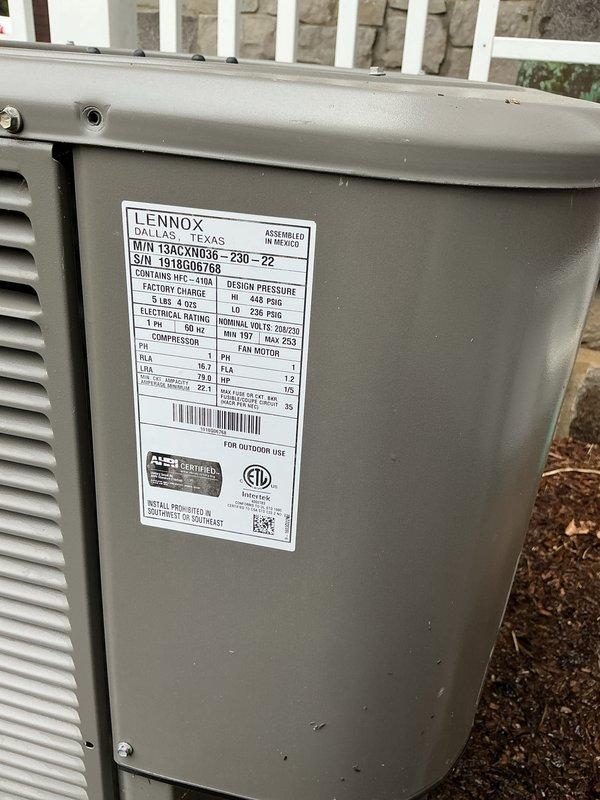 Completed preventive maintenance tune-ups on two multi-zone air conditioning systems. Performed comprehensive inspections of both outdoor condensing units, including a Lennox 13ACXN036 model, verified proper operation of all components, checked refrigerant levels, cleaned coils, inspected electrical connections, and confirmed adequate airflow through both systems to ensure optimal cooling performance for the upcoming season.