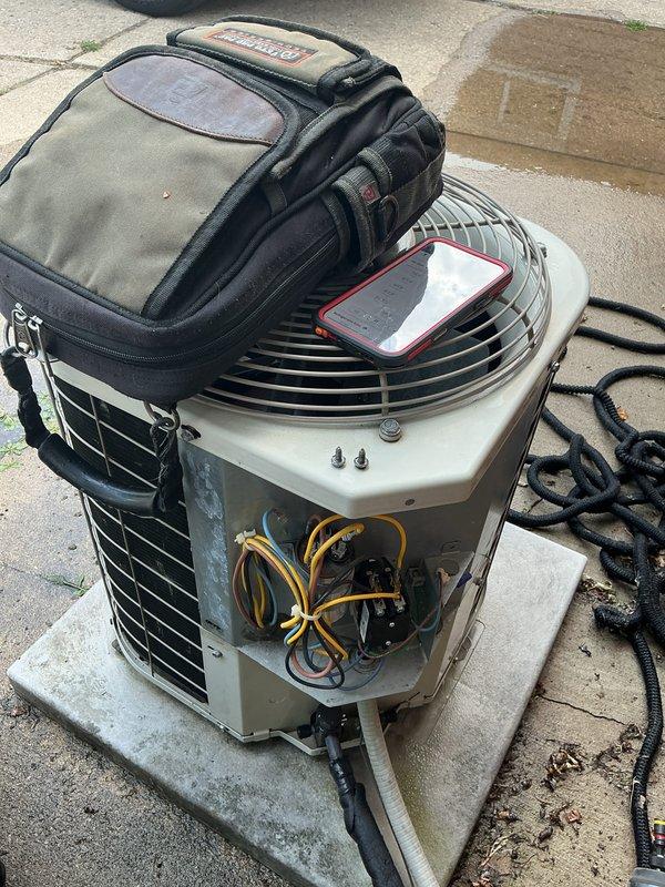 Completed scheduled air conditioning tune-up and preventative maintenance on 2002 residential cooling unit. Performed electrical diagnostics using digital multimeter to verify proper voltage and amperage readings, inspected refrigerant lines and connections, and conducted standard system performance evaluation to ensure optimal operation for the cooling season.
