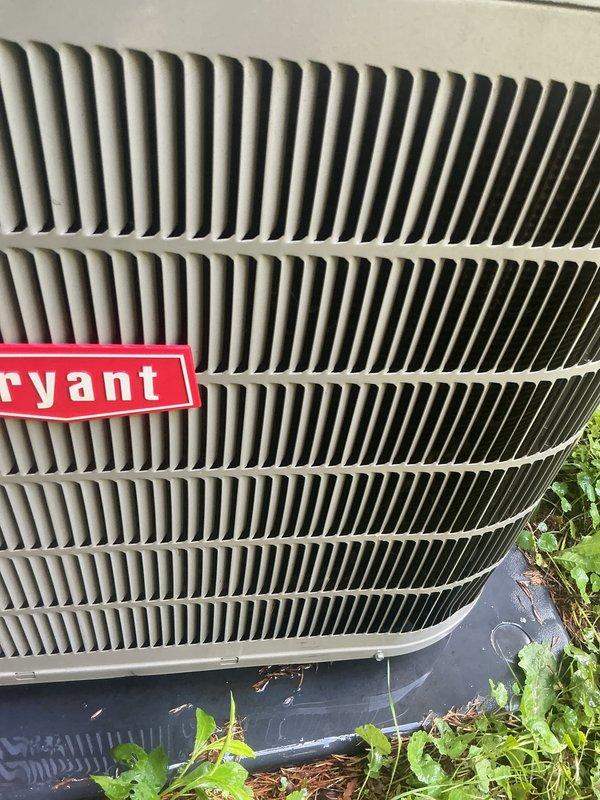 Completed scheduled preventive maintenance on 2018 Bryant air conditioning system under prepaid service agreement. Performed comprehensive tune-up including inspection of condenser unit, verification of proper airflow through coil fins, and standard system performance checks. Unit found operating within normal parameters with exterior components showing typical weathering but maintaining functional condition.