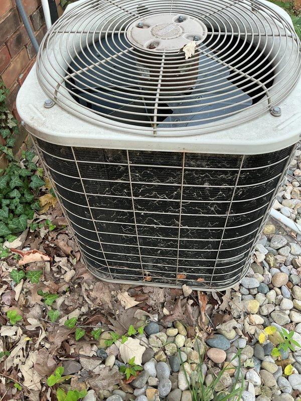 Performed comprehensive air conditioning tune-up on 23-year-old outdoor condenser unit. Completed standard preventive maintenance procedures including inspection of fan assembly, condenser coils, electrical connections, and refrigerant levels to ensure optimal cooling performance for the aging system. Unit was serviced and returned to proper operating condition.