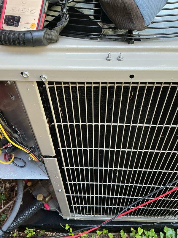 Completed annual air conditioning tune-up on outdoor condensing unit. Performed comprehensive system inspection, checked refrigerant pressures and temperatures, verified electrical connections, and tested fan motor operation. Unit operating within normal parameters with no issues identified.