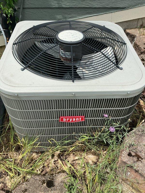 Completed routine cooling system maintenance on two Bryant residential air conditioning systems as part of recurring membership service. Performed comprehensive cooling cleaning on both outdoor condensing units, including coil cleaning, inspection of fan motors and compressors, verification of refrigerant levels, and electrical component testing. Both systems found operating within normal parameters with no deficiencies noted. Cleared vegetation and debris from around unit bases to ensure proper airflow and drainage.