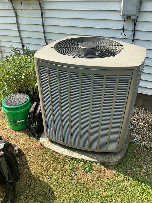 Completed comprehensive air conditioning tune-up on outdoor condensing unit. Performed standard preventive maintenance procedures including inspection of electrical components, condenser coil cleaning, refrigerant level verification, and operational testing of all system functions. Unit operating within manufacturer specifications upon completion, and customer enrolled in maintenance renewal program.