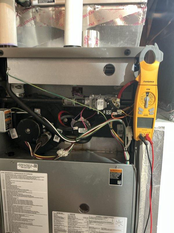 Completed comprehensive gas furnace and air conditioning tune-up on multi-system HVAC unit. Performed diagnostic testing of electrical components using digital multimeter, inspected blower motor assembly, verified proper gas valve operation, and examined all wire connections and control boards for optimal system performance.
