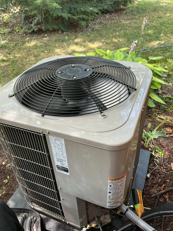 Completed scheduled AC tune-up and preventive maintenance on residential cooling system. Performed comprehensive inspection of outdoor condensing unit, checked refrigerant pressures and levels, verified electrical connections, and confirmed proper operation of all components. System tested and operating within normal parameters upon completion.