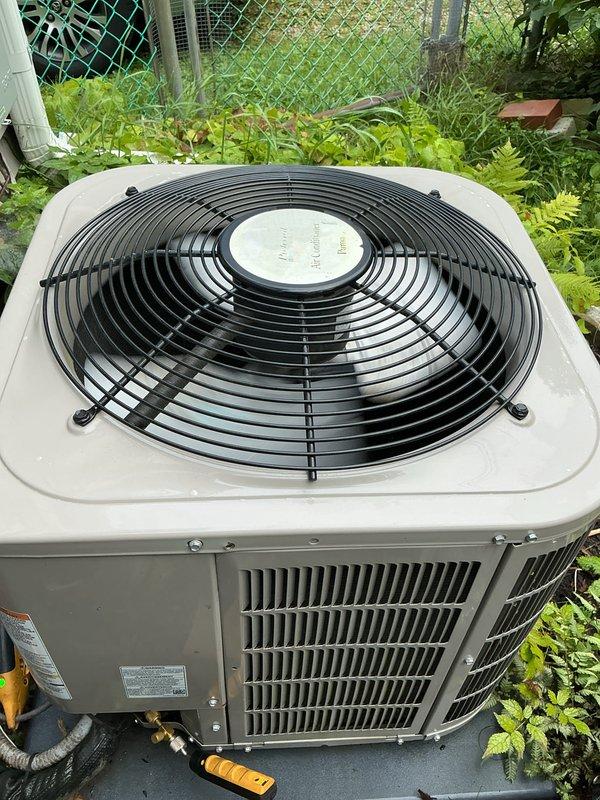 Completed comprehensive AC tune-up on 2020 outdoor condensing unit as part of prepaid maintenance agreement. Performed full system inspection, verified proper operation of top-mounted fan assembly, checked refrigerant levels, cleaned condenser coils, and confirmed all electrical connections were secure. Unit operating efficiently with no issues identified; all components functioning within manufacturer specifications.