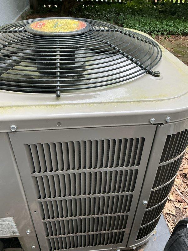 Completed scheduled AC/AH tune-up and preventive maintenance on residential cooling system. Performed comprehensive inspection of outdoor condenser units, verified proper fan operation, checked refrigerant levels, cleaned components, and confirmed system is operating efficiently in cooling mode with no issues found.
