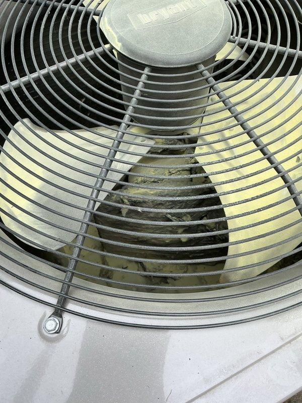 Responded to service call for non-operational Bryant outdoor condensing unit. Upon arrival, diagnosed blown fuse in exterior disconnect box as cause of system failure. Replaced failed fuse and restored power to unit. Verified proper system operation with condenser fan running and unit cycling normally. Unit returned to full operational status.