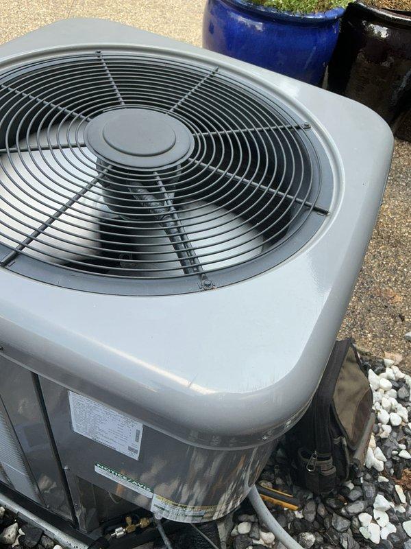 Completed comprehensive air conditioning tune-up on outdoor condensing unit. Performed standard preventative maintenance inspection, verified proper operation of all components including fan motor and compressor, and collected payment for service renewal agreement.