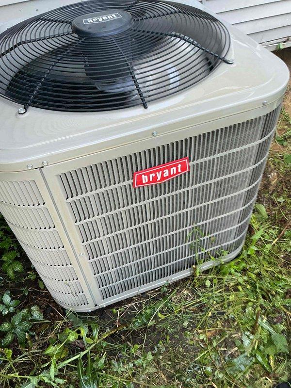 Completed scheduled air conditioning tune-up on Bryant condensing unit. Performed comprehensive preventive maintenance inspection including cleaning condenser coils, checking refrigerant levels, testing electrical connections, and verifying proper system operation. Unit returned to optimal cooling performance with all components functioning within manufacturer specifications.