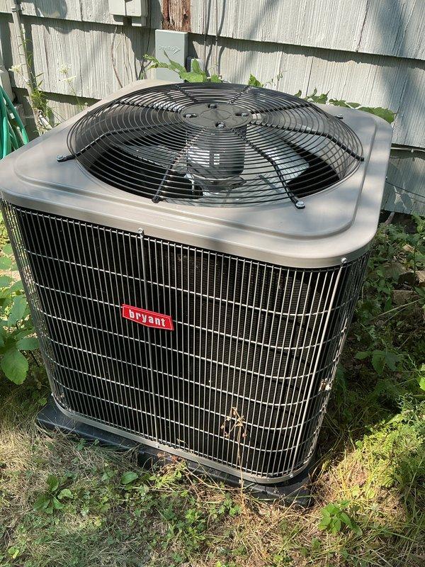 Completed comprehensive air conditioning tune-up and preventive maintenance on Bryant residential condensing unit. Performed full system inspection, cleaned condenser coils, verified refrigerant levels, tested electrical components, and confirmed proper operation of all equipment. Unit operating efficiently with no issues found.