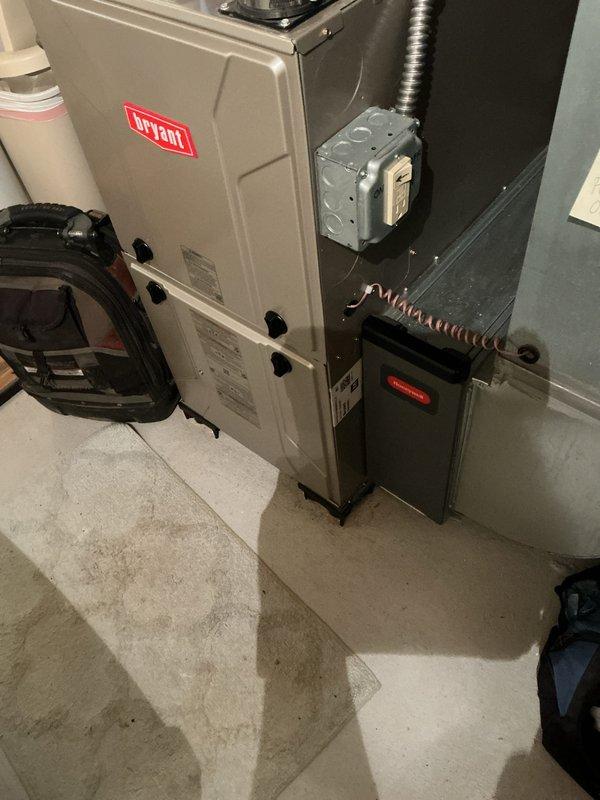 Completed scheduled maintenance service on Bryant furnace and air conditioning system. Performed thorough cleaning of both heating and cooling components, inspected gas valve assembly, blower motor, control board with operational LED indicators, and verified all electrical connections throughout the system. Both heating and cooling systems tested and confirmed operational with all components functioning within normal parameters.