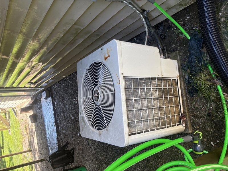 Completed comprehensive air conditioning tune-up on outdoor condensing unit at vacant residential property. Performed standard maintenance protocol including inspection of fan assembly, condenser coils, electrical connections, and refrigerant levels. Unit operational and functioning within normal parameters upon completion of service.