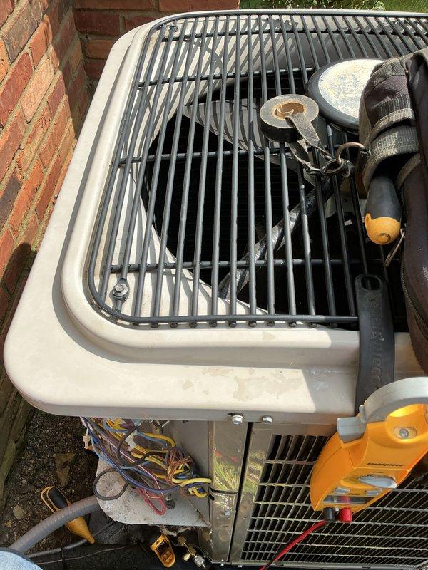 Performed comprehensive air conditioning tune-up on outdoor condensing unit, including system diagnostics with digital multimeter to verify proper electrical readings and component functionality. Completed standard preventive maintenance procedures, inspected refrigerant lines and coil assembly, and confirmed unit operational status for continued service.