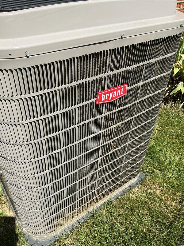 Completed scheduled air conditioning tune-up and preventive maintenance on Bryant residential condenser unit. System was inspected, tested, and found operating properly in cooling mode with all components functioning within normal parameters.