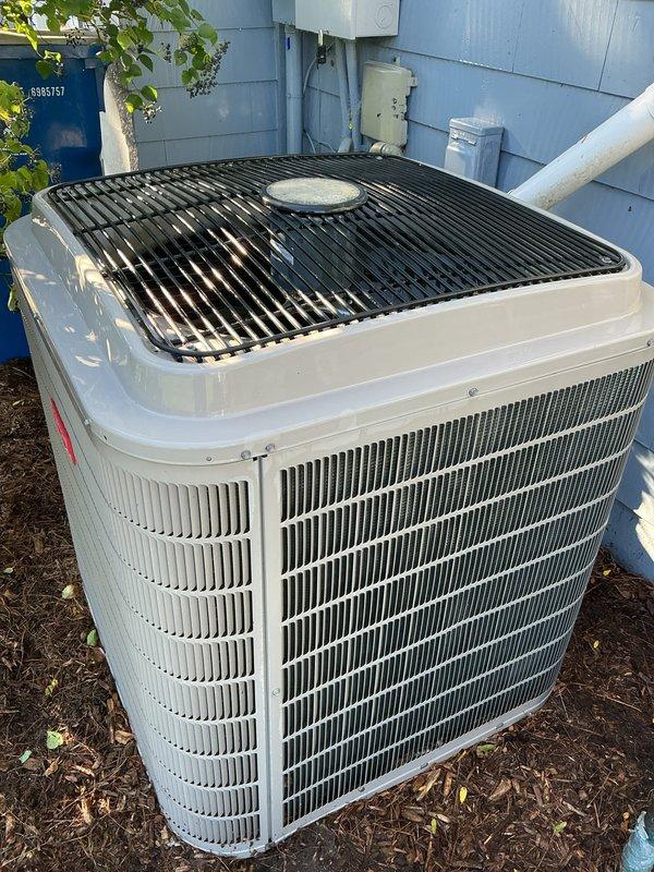 Completed scheduled air conditioning tune-up and preventive maintenance on residential cooling system. Inspected outdoor condenser unit, verified proper operation of all components, and examined heat exchanger coils which were found to be in good condition with minimal debris present. System tested and confirmed operating within normal parameters for continued cooling performance.
