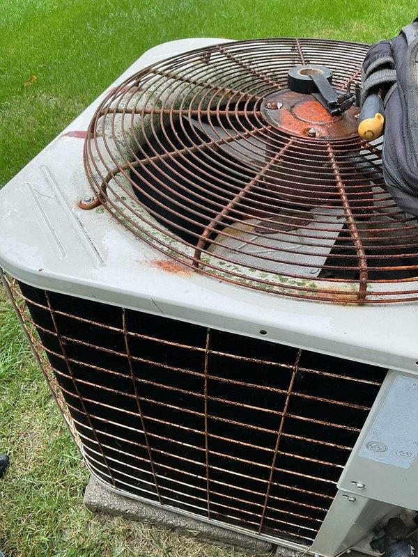 Completed scheduled recurring maintenance service on outdoor air conditioning condenser unit. Performed standard preventative maintenance inspection and system evaluation. Unit operational and cooling properly upon service completion. Membership renewal processed during visit as requested.