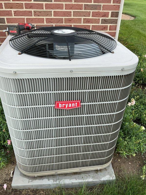 Completed scheduled air conditioning tune-up on Bryant residential condenser unit. Performed comprehensive system inspection, verified proper operation of all components, cleaned condenser coils and surrounding area, and confirmed unit is operating within manufacturer specifications for the cooling season.