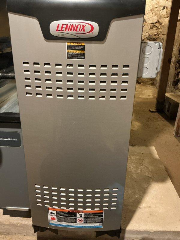 Performed comprehensive heating season tune-up on Lennox Elite furnace system per membership agreement. Conducted full inspection of internal components including blower motor assembly, electrical connections, heat exchanger, and control board. Verified proper operation of all safety controls, tested ignition sequence, and confirmed adequate airflow throughout the system. Unit operating within manufacturer specifications and ready for heating season.