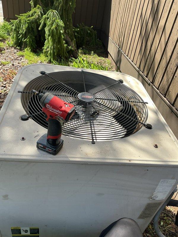 Completed scheduled AC tune-up on residential outdoor condensing unit. Performed comprehensive system inspection, cleaned condenser coils, verified refrigerant levels, tested electrical connections, and confirmed proper fan operation. Unit operating within normal parameters with no issues identified.
