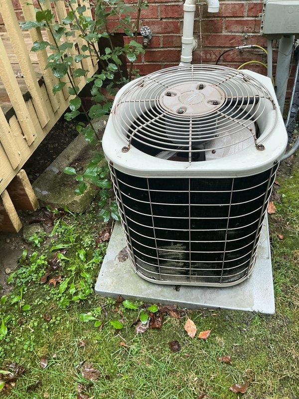 Completed comprehensive air conditioning tune-up and preventive maintenance on residential outdoor condenser unit. Performed standard seasonal maintenance protocol including inspection of all major components, electrical connections, refrigerant levels, and operational testing to ensure optimal cooling system performance for continued reliability.