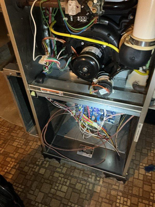 Completed comprehensive multi-system preventive maintenance including gas furnace and air conditioning tune-ups. Performed thorough inspection of furnace blower motor assembly, electrical connections, and control board with capacitors, verifying all wiring harnesses and safety controls were secure and functioning properly. Conducted full AC system evaluation, checked refrigerant levels, cleaned coils, and tested all operational components to ensure optimal performance for upcoming heating and cooling seasons.