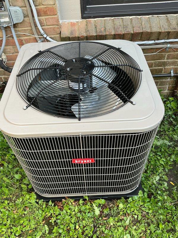 Completed scheduled preventative maintenance on residential Bryant air conditioning system and gas furnace. Performed comprehensive tune-up including inspection of burner assembly operation with visual confirmation of proper flame characteristics, tested all electrical connections and components, verified proper operation of induced draft blower motor and gas valve assembly, and inspected condensate drainage system. Exterior condenser unit inspected for proper airflow, fan motor operation verified, refrigerant lines checked for secure mounting and insulation integrity, and unit found to be operating within normal parameters with no immediate repairs required.