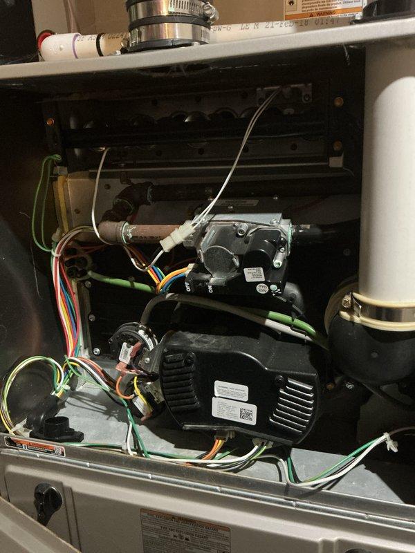 Completed comprehensive tune-up on Bryant outdoor AC condenser unit and gas furnace system. Investigated reported abnormal noise during furnace operation; inspected blower motor assembly, heat exchanger, and all internal mechanical components while unit was heating properly. Performed standard maintenance procedures including filter inspection, electrical connection verification, refrigerant level assessment on condensing unit, and full system operational testing on both heating and cooling equipment.