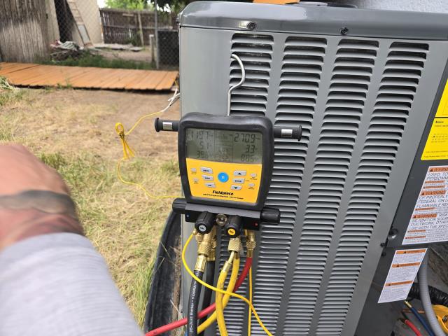 
Came out today for ac install with surge protector, duct cleaning, and blower motor pull and clean. Removed blower housing cage, cleaned with cleaner and rinsed off. Installed back. Installed new Amana Air Conditioner. Job is complete. 