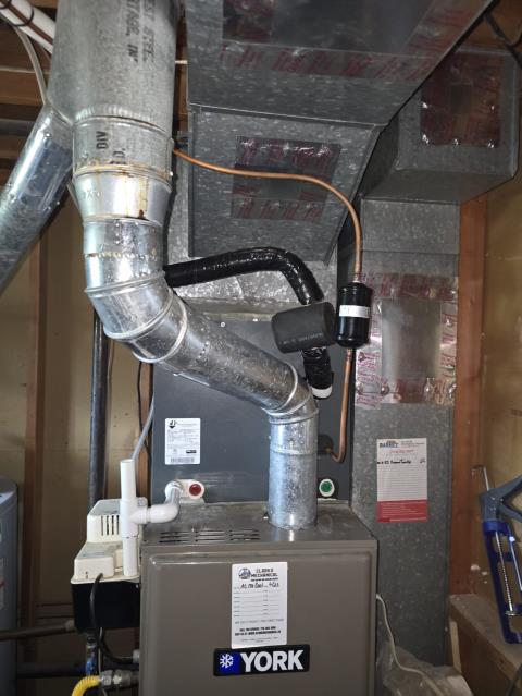 We went to location today for a deep clean of entire system. Removed and cleaned blower assembly, inside cabinet of blower housing of furnace, wiped down inside cabinet of gas section, recovered refrigerant, brazed back in with liquid filter drier, pressure check held. System left at cool upon leaving. Job is complete. 