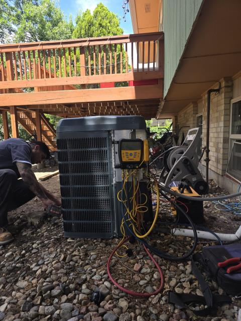 We went to location today for a deep clean of entire system. Removed and cleaned blower assembly, inside cabinet of blower housing of furnace, wiped down inside cabinet of gas section, recovered refrigerant, brazed back in with liquid filter drier, pressure check held. System left at cool upon leaving. Job is complete. 