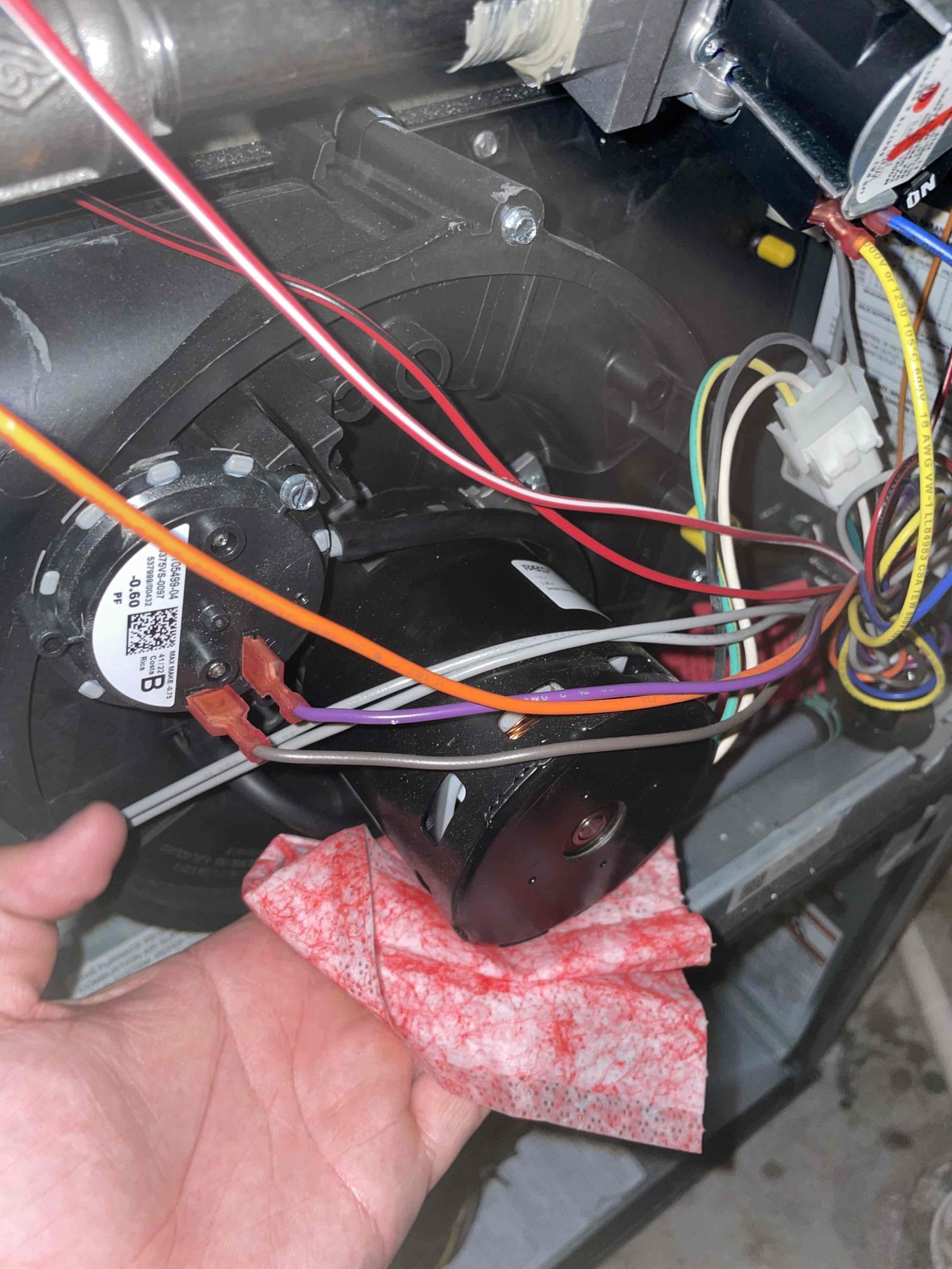 >1 year old Rheem, furnace and AC installed by Clark’s. Spoke with client to go over expectations and time. Turn system on for testing with 30° temperature split above set temperature. Cleaned unit top to bottom. Cleaned burners and manifold, gas valve, circuit board, and blower compartment. Double checked all wiring and safeties to circuit board. Cleared condensation line, and inducer reservoir. System running in single stage reflected in pressures. Recommendations include 24 V filter for ongoing cleanliness, duct, cleaning, and ongoing maintenance. System is operating within healthy tolerances. Cycled before departure.
