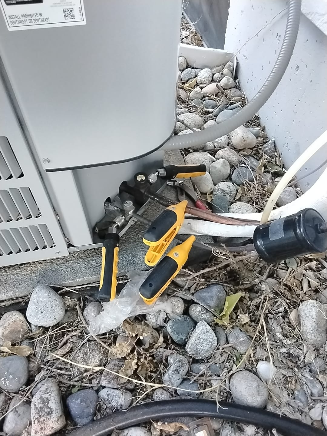2016 Concord Furnace and AC 

Tenant has complaints of very high utility bills. AC constantly runs. During diagnostic found that system is extremely dirty. Clogged indoor coil, dirty blower cage, condenser is completely impacted with no air flow getting through fins. Recommend deep clean and top off on R410a - If refrigerant is low next year, then there is a confirmed leak, and a repair will be necessary. 

A duct cleaning should also be considered at this location. 

Attempted to call Jason (landlord) while onsite. No answer.