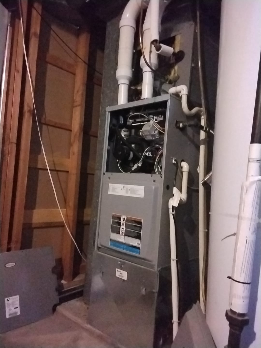 2016 Concord Furnace and AC 

Tenant has complaints of very high utility bills. AC constantly runs. During diagnostic found that system is extremely dirty. Clogged indoor coil, dirty blower cage, condenser is completely impacted with no air flow getting through fins. Recommend deep clean and top off on R410a - If refrigerant is low next year, then there is a confirmed leak, and a repair will be necessary. 

A duct cleaning should also be considered at this location. 

Attempted to call Jason (landlord) while onsite. No answer.