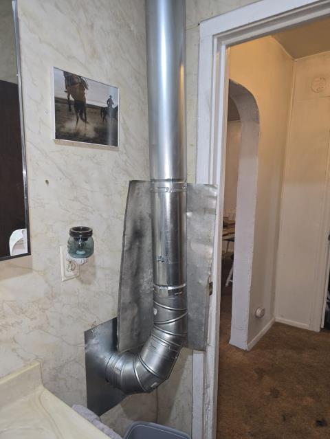 Onsite today to perform a console heater replacement.
Removed and replaced old with new and then replaced entire venting. New rain collar and new vent cap. Roughly 18ft with 5 90s. Siliconed rain collar. Turned system on to verify proper working order and found no issues. Job Complete