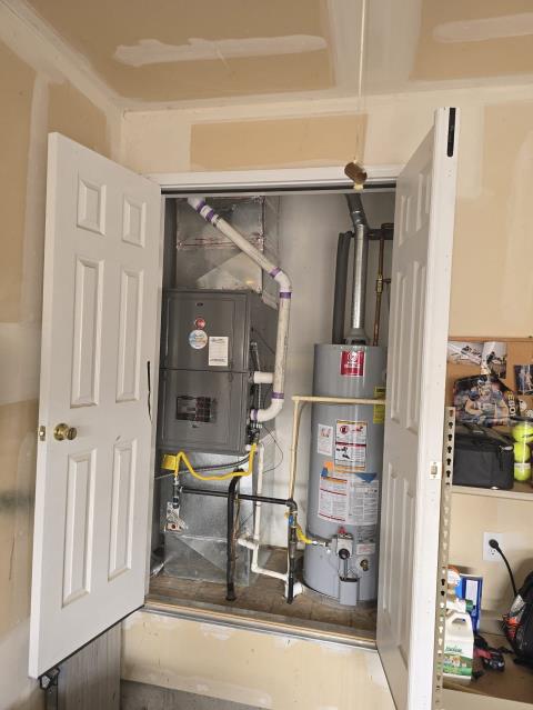 Technicians came out today for Rheem 92% Single Stage furnace installation and evap coil cleaning. Removed and replaced old with new and performed indepth coil cleaning. Checked smoke and co detectors for code purposes. Job Complete.