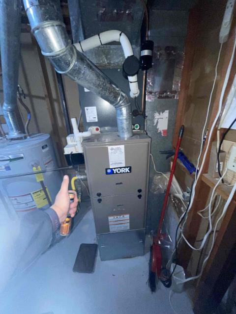 Furnace maintenance on 2016 York furnace. Succesfully completed maintenance checklist. Recommendations include blower removal and cleaning, and ongoing system maintenance. Job Complete.