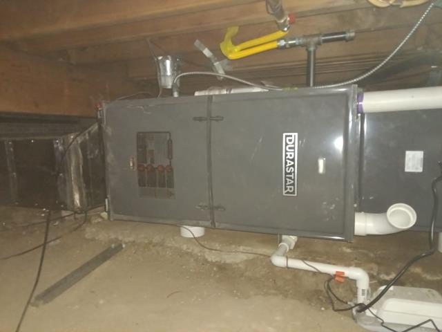 Onsite today to perform membership maintenance / tune-up on a Durastar furnace. Completed maitenance checklist and Durastar furnace is operating properly and heating at this time with a 30° temperature differential. Job Complete.