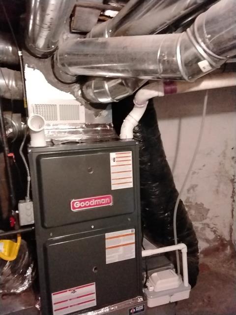Onsite today to complete a 96% Goodman furnace installation, 40 Gallon water heater installation and to rebuild venting. Removed and replaced old with new for both systems. Verfied proper working order and then installed smoke and cos per fire code. Job is complete. 