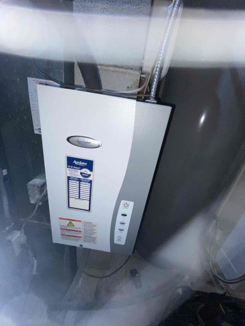 Onsite today for an RTF service call to install April Aire Ccanister/ and complete a furnace maintenance visit. Both systems heating efficiently 35+ degrees above set temperature. Completed maintenance checklist and verified humidifiers properly working. Job Complete. Onsite today for an RTF service call to install April Aire Ccanister/ and complete a furnace maintenance visit. Both systems heating efficiently 35+ degrees above set temperature. Completed maintenance checklist and verified humidifiers properly working. Job Complete.