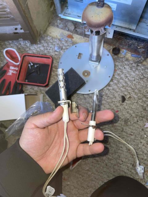 Onsite today for an RTF service call to complete installation of surface igniter on system. Successfully replaced and tested surface igniter and heating operation. All parts installed and tested. No further work required. Job complete